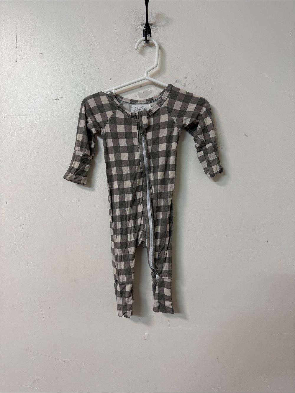 Cozy Gray Buffalo Check Kids One-Piece Footless Zipper Bodysuit